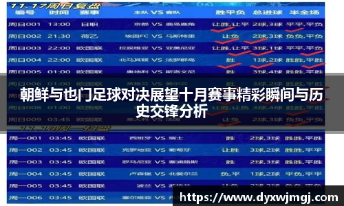 朝鲜与也门足球对决展望十月赛事精彩瞬间与历史交锋分析